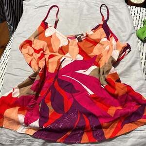 *A New Day Floral V-Neck Cami Tank Top with Adjustable Straps, Size M